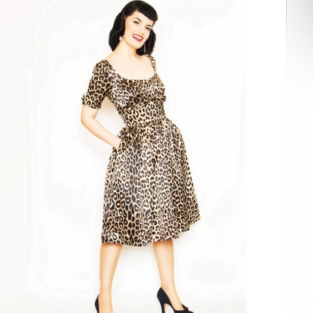 RARE Spectacular Bernie Dexter Princess Leopard Print Pinup Retro Swing Party Dr